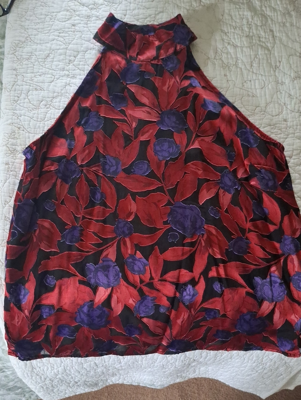 Worthington Red and Purple Floral Halter Camisole